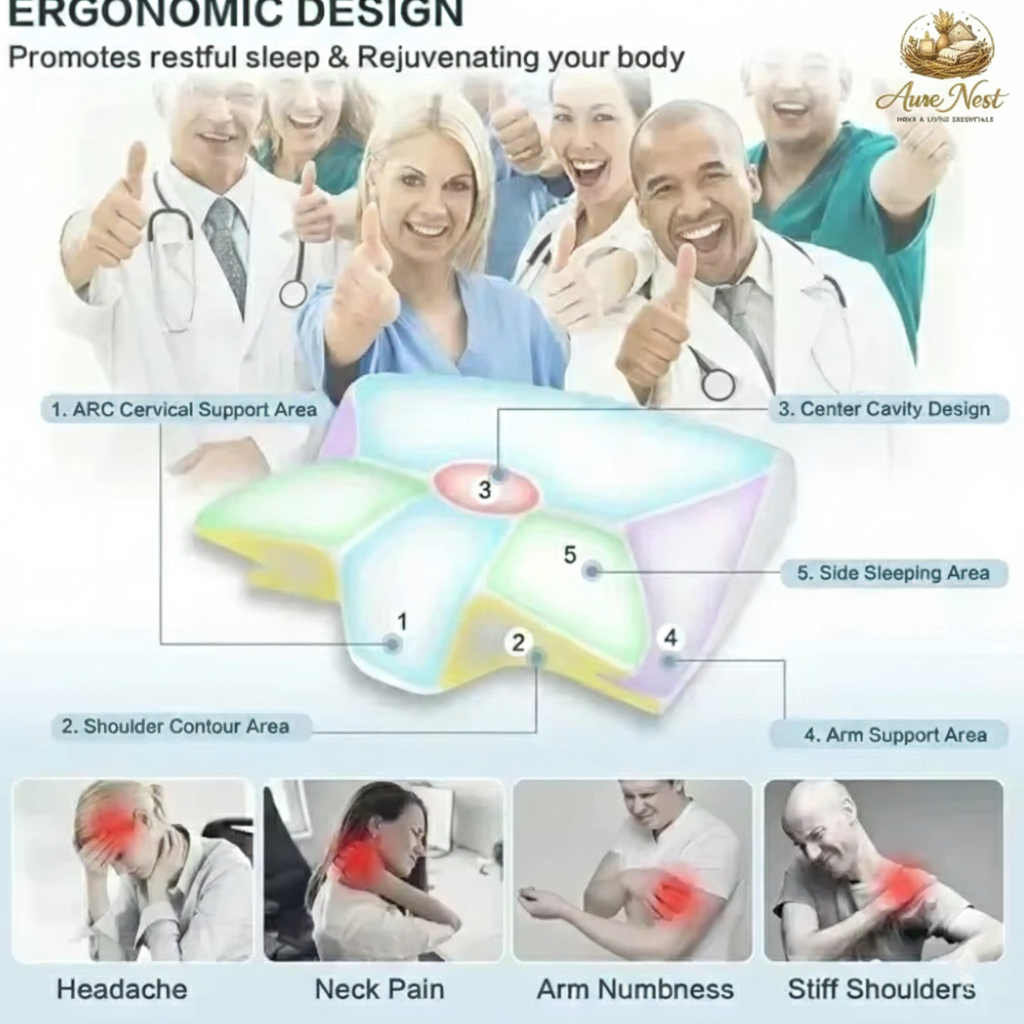 Aure Nest™ - Orthopedic Memory Foam Butterfly Pillow – Ergonomic Cervical Support for Neck & Shoulder Pain Relief