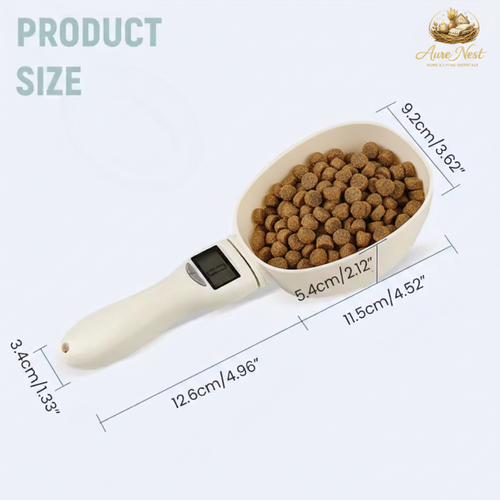 AureNest™ - Precision Digital Measuring Spoon Scale – 800g/1g Electronic Kitchen Scoop for Food & Pet Nutrition