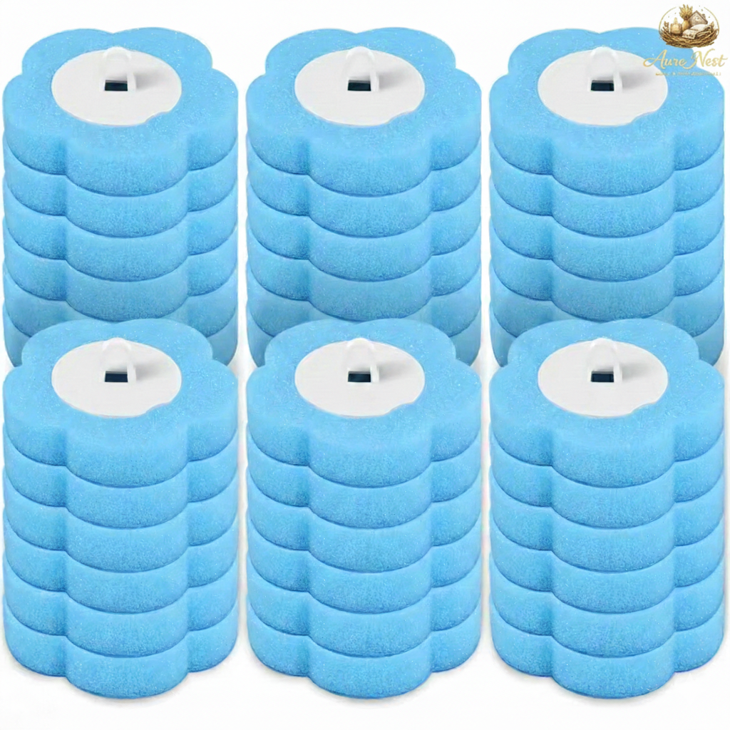 AureNest™ - NextGen Disposable Toilet Cleaning System – Wall-Mounted Wand with 24 Scrubber Refills