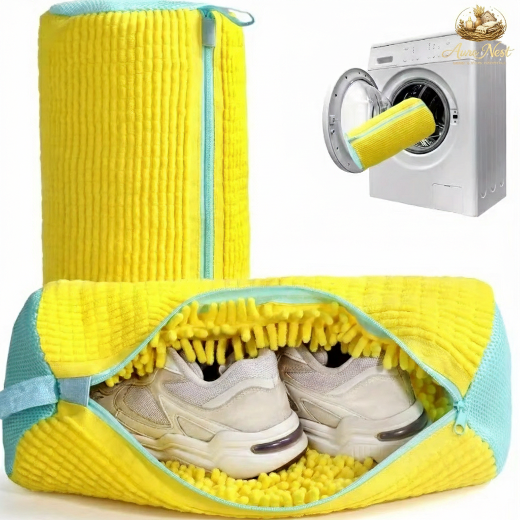 AureNest™ - Premium Microfiber Laundry Shoe Bag – Padded Protection for Washing & Drying Sneakers