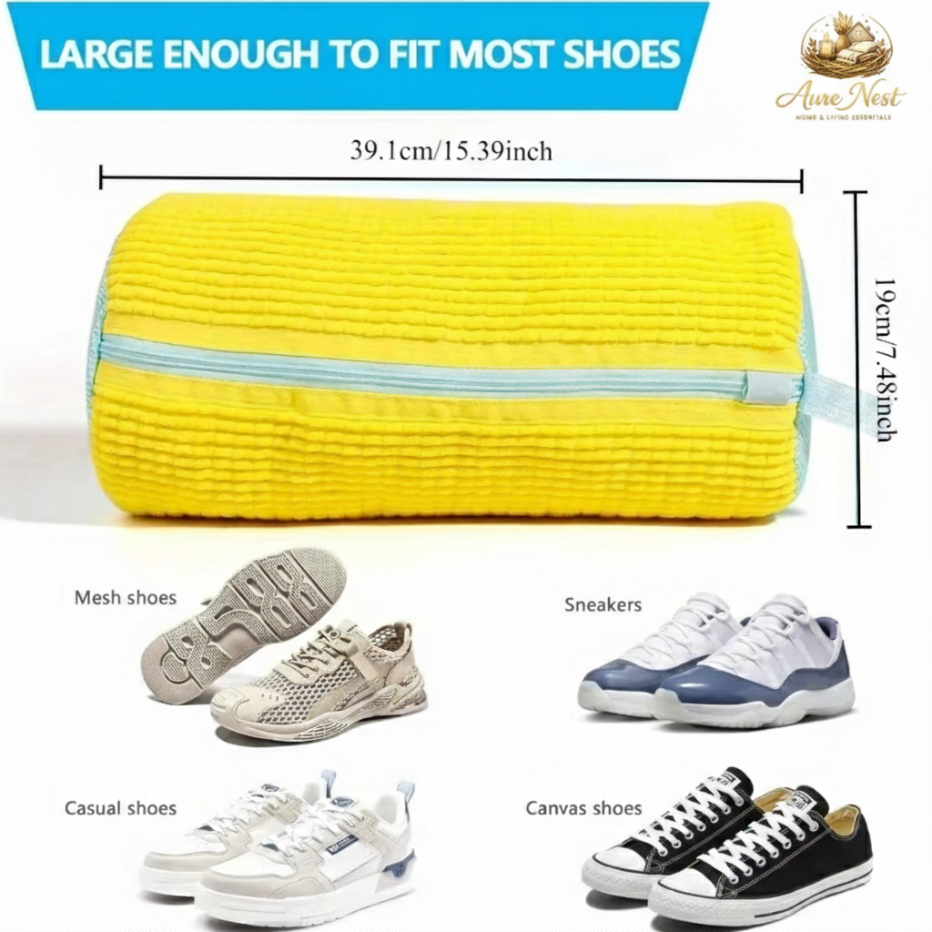 AureNest™ - Premium Microfiber Laundry Shoe Bag – Padded Protection for Washing & Drying Sneakers